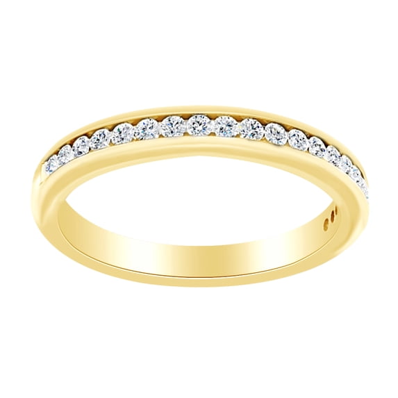 AFFY Round Cut White Natural Diamond Eternity Style Anniversary Band Ring In 14K Solid Yellow Gold (0.12 Ct)