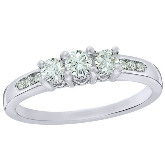 AFFY Round Cut White Natural Diamond Fancy Engagement Ring in 14K White Gold (0.5 cttw)