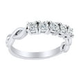 thumbnail image 1 of AFFY Round Cut White Natural Diamond Five Stone Engagement Band Ring In 14K Solid White Gold (1 Ct), 1 of 1