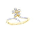 thumbnail image 1 of Round Cut White Natural Diamond Flower Bypass Ring in 10k Yellow Gold (0.2 Cttw), 1 of 1