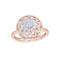 thumbnail image 1 of Round Cut White Natural Diamond Flower Circle Frame Lattice Ring in 10k Rose Gold (0.2 Cttw), 1 of 1