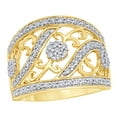 thumbnail image 1 of AFFY Round Cut White Natural Diamond Flower Ring in 10K Yellow Gold (1 cttw), 1 of 1