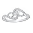 thumbnail image 1 of Round Cut White Natural Diamond Flowing Bypass Promise Ring in 10k White Gold (0.12 Cttw), 1 of 1