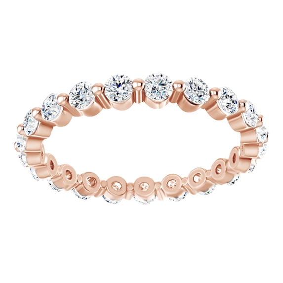 AFFY Round Cut White Natural Diamond Full Eternity Band Ring In 14K Solid Rose Gold (0.75 Ct), Size-9