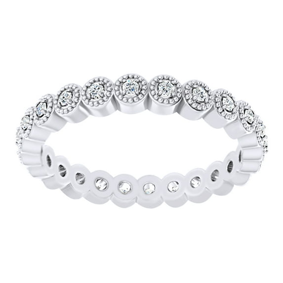 AFFY Round Cut White Natural Diamond Full Eternity Band Ring In 14K Solid White Gold (0.25 Ct), Ring Size-5