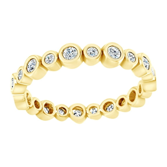 AFFY Round Cut White Natural Diamond Full Eternity Band Ring In 14K Solid Yellow Gold (0.33 Ct), Size-12