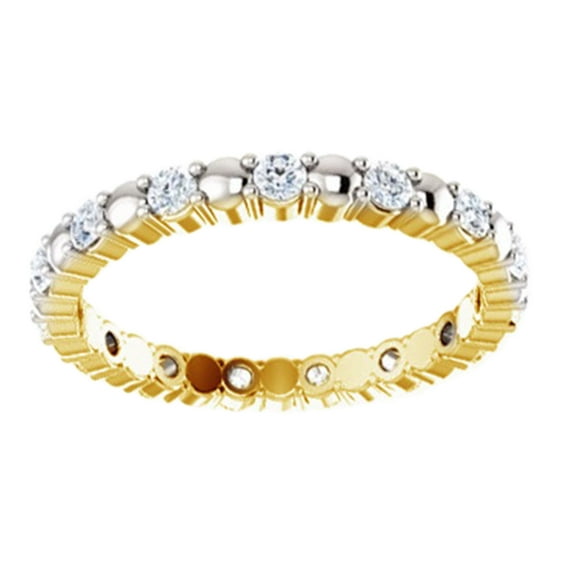 Round Cut White Natural Diamond Full Eternity Band Ring In 14K Solid Yellow Gold (0.5 Ct), Size-8.5