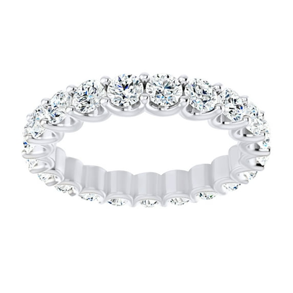 AFFY Round Cut White Natural Diamond Full Eternity Band Ring In 14k Solid White Gold (0.87 Ct),Ring Size-12.5