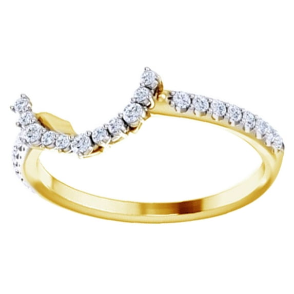 AFFY Round Cut White Natural Diamond Guard Band Ring In 14K Solid Gold (0.2 Ct), Size-13.5