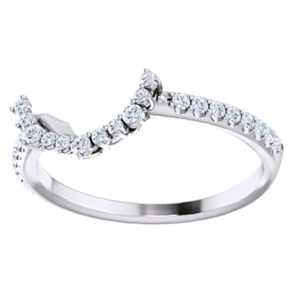 Round Cut White Natural Diamond Guard Band Ring In 14K Solid White Gold (0.2 Ct), Size-14