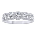 thumbnail image 1 of Round Cut White Natural Diamond Halo Station Fashion Ring In 14K Solid White Gold, 1 of 1