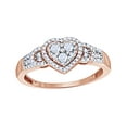 thumbnail image 1 of Round Cut White Natural Diamond Heart Frame Loop Sides Ring in 10k Rose Gold (0.25 Cttw), 1 of 1