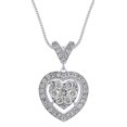 thumbnail image 1 of AFFY Round Cut White Natural Diamond Heart Pendant Necklace In 14k White Gold, 1 of 1