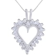 thumbnail image 1 of AFFY Round Cut White Natural Diamond Heart Pendant Necklace In 14k White Gold, 1 of 1