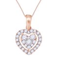 thumbnail image 1 of AFFY Round Cut White Natural Diamond Heart Shape Cluster Pendant Necklace In 14k Rose Gold, 1 of 1