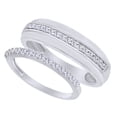 thumbnail image 1 of AFFY Round Cut White Natural Diamond His And Hers Wedding Band Set in 14K White Gold (0.2 Cttw), 1 of 2