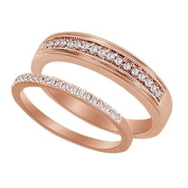 Round Cut White Natural Diamond His And Hers Wedding Band Set in 14k Rose Gold (0.25 Cttw)