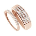 thumbnail image 1 of AFFY Round Cut White Natural Diamond His and Hers Wedding Band Ring Set in 14K Rose Gold (0.75 Cttw), 1 of 2