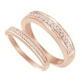 thumbnail image 1 of Round Cut White Natural Diamond His and Hers Wedding Band Ring Set in 14K Rose Gold, 1 of 2