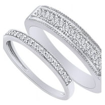AFFY Round Cut White Natural Diamond His and Hers Wedding Band Ring Set in 14K White Gold (0.38 Cttw)