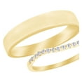 thumbnail image 1 of AFFY Round Cut White Natural Diamond His and Hers Wedding Band Set in 14K Yellow Gold (0.2 Cttw), 1 of 2