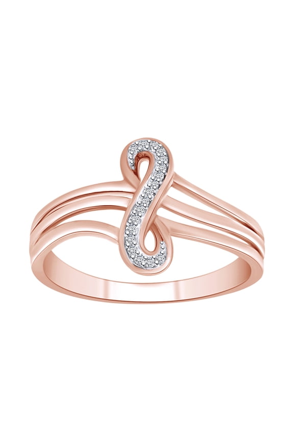 Round Cut White Natural Diamond Infinity Split Shank Ring In 10K Solid Rose Gold-Ring Size-7