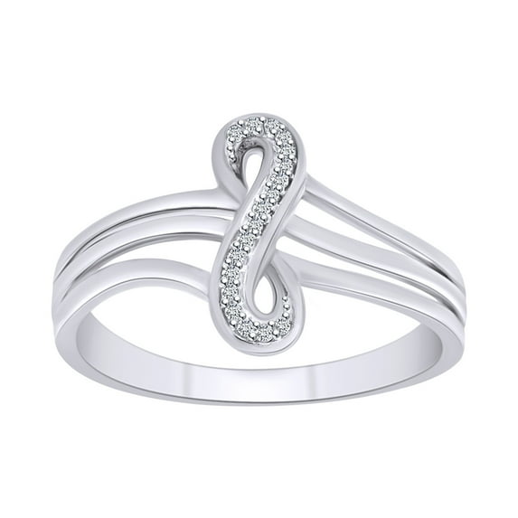 AFFY Round Cut White Natural Diamond Infinity Split Shank Ring In 10K Solid White Gold-Ring Size-7