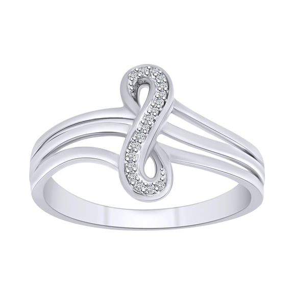 AFFY Round Cut White Natural Diamond Infinity Split Shank Ring In 10K Solid White Gold-Ring Size-8