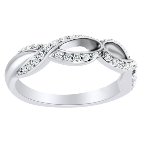 AFFY Round Cut White Natural Diamond Infinity Style Anniversary Band Ring In 14K Solid White Gold (0.25 Ct)
