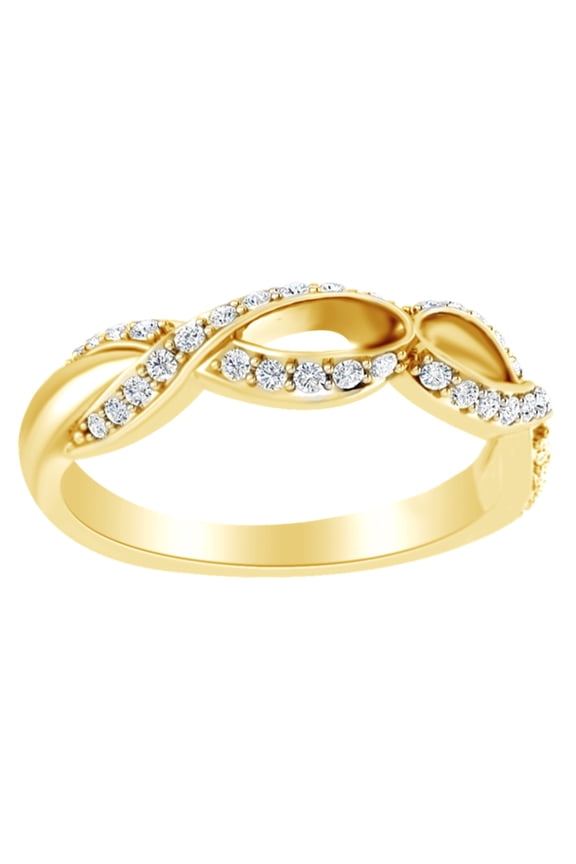 Round Cut White Natural Diamond Infinity Style Anniversary Band Ring In 14K Solid Yellow Gold (0.25 Ct)