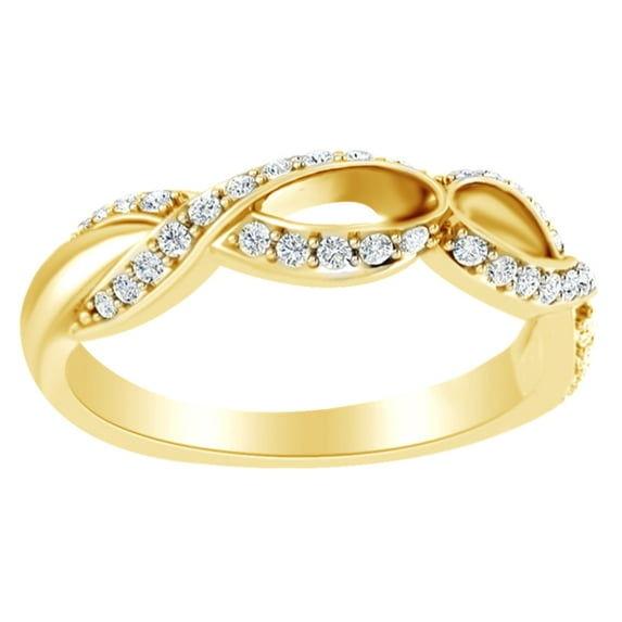 AFFY Round Cut White Natural Diamond Infinity Style Anniversary Band Ring In 14K Solid Yellow Gold (0.25 Ct)