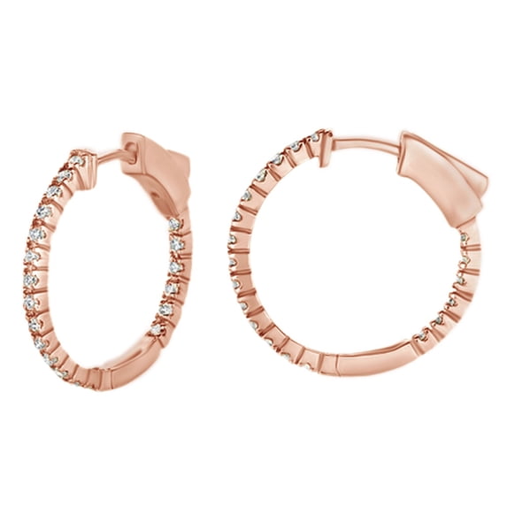 AFFY Round Cut White Natural Diamond Inside-Out Hoop Earrings In 14K Solid Rose Gold (2.75 Ct)