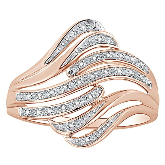 AFFY Round Cut White Natural Diamond Intertwined Ring In 10K Solid Rose Gold