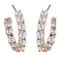 thumbnail image 1 of AFFY Round Cut White Natural Diamond J-Hoop Earrings In 14K Solid Rose Gold, 1 of 1