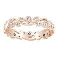 thumbnail image 1 of AFFY Round Cut White Natural Diamond Leaf Style Eternity Band Ring In 14K Rose Gold (0.25 Cttw), 1 of 1