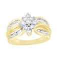 thumbnail image 1 of AFFY Round Cut White Natural Diamond Marquise Cluster Ring in 10K Yellow Gold (1 cttw), 1 of 1