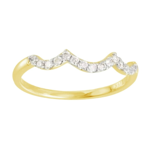 AFFY Round Cut White Natural Diamond Matching Band Ring In 14K Solid Yellow Gold (0.2 Cttw)