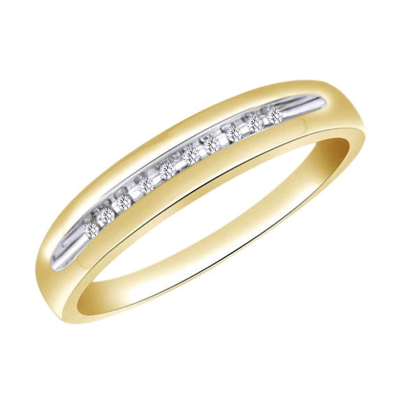 AFFY Round Cut White Natural Diamond Men's Band Ring In 10k Yellow Gold (0.25 cttw) Ring Size-6