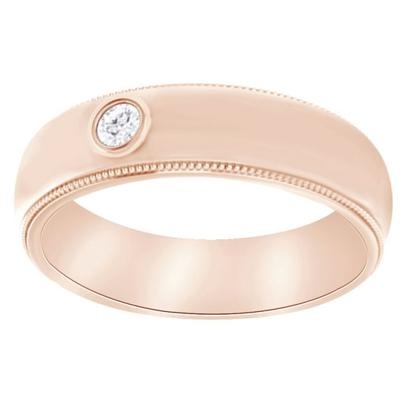 AFFY Round Cut White Natural Diamond Men's Wedding Band Ring In 14k Solid Rose Gold (0.05 Ct),Ring Size-12