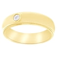 thumbnail image 1 of AFFY Round Cut White Natural Diamond Men's Wedding Band Ring In 14k Solid Yellow Gold (0.05 Ct),Ring Size-8.5 By, 1 of 1