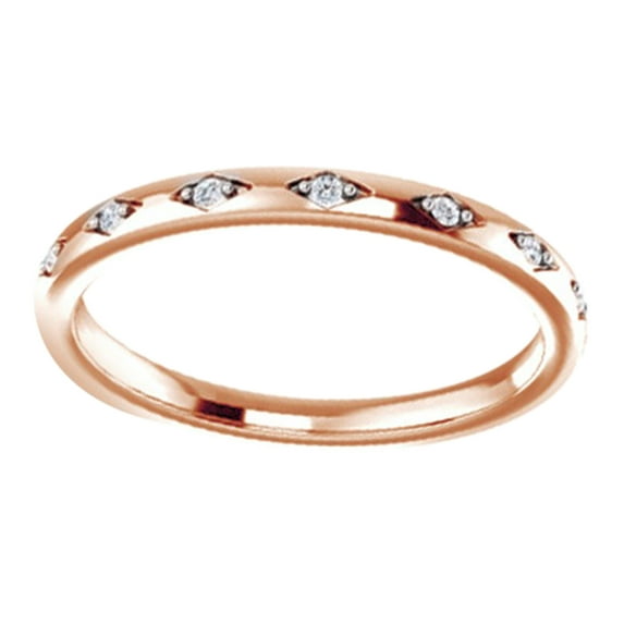 AFFY Round Cut White Natural Diamond Mount Band Ring In 14K Solid Rose Gold (0.05 Ct), Size-4 By