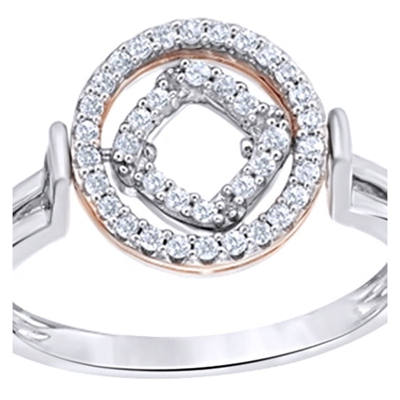 Round Cut White Natural Diamond Movable Circle Ring in 10k White Gold (0.2 Cttw)