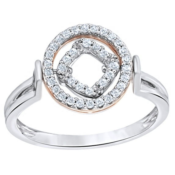 Round Cut White Natural Diamond Movable Circle Ring in 10k White Gold (0.2 Cttw)