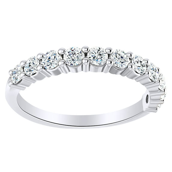 AFFY Round Cut White Natural Diamond Multi Stone Engagement Wedding Band Ring In 14K Solid White Gold (0.5 Ct)