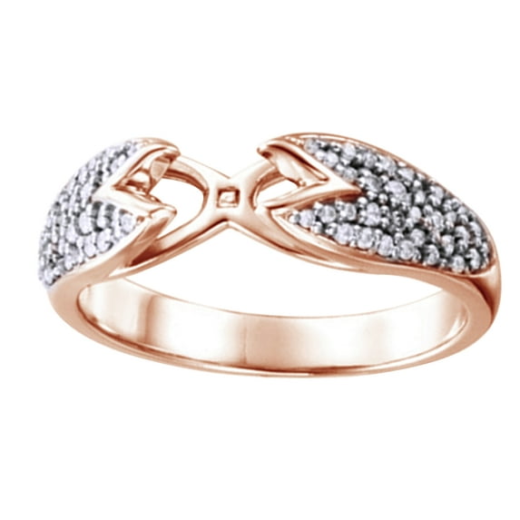 AFFY Round Cut White Natural Diamond Preset Shank Engagement Ring In 14K Rose Gold (0.25 Cttw)
