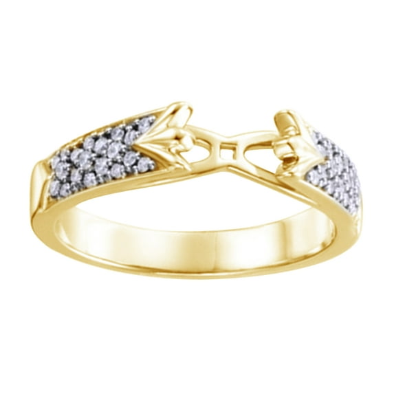 AFFY Round Cut White Natural Diamond Preset Shank Engagement Ring In 14K Yellow Gold (0.2 Cttw)