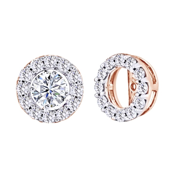 AFFY Round Cut White Natural Diamond Rounded Circle Stud Earrings Jacket Only In 14K Solid Rose Gold (0.5 Cttw)