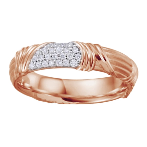 AFFY Round Cut White Natural Diamond Sculptural Band Ring In 14K Solid Rose Gold (0.25 Ct)