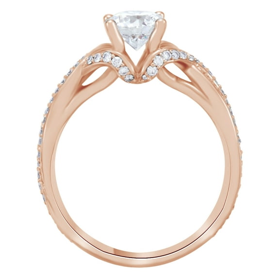 AFFY Round Cut White Natural Diamond Semi Mount Engagement Ring In 14K Solid Rose Gold (0.33 Ct)