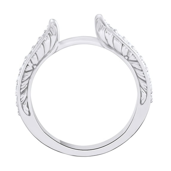 AFFY Round Cut White Natural Diamond Semi Mount Engagement Ring In 14K Solid White Gold (0.37 Cttw)